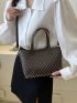 Geometric Pattern Square Bag Double Handle Small