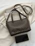 Geometric Pattern Square Bag Double Handle Small