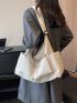 Minimalist Hobo Bag Solid Color Canvas Casual Style