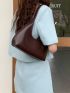 Minimalist Hobo Bag Solid Color Zipper