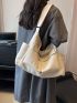 Minimalist Hobo Bag Solid Color Canvas Casual Style