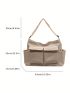 Minimalist Hobo Bag Solid Color Canvas Casual Style