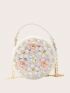 Mini Flower & Faux Pearl Decor Circle Bag Chain