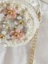 Mini Flower & Faux Pearl Decor Circle Bag Chain