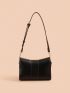 Minimalist Flap Square Bag Genuine Leather