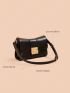 Minimalist Flap Square Bag Genuine Leather