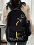 Cartoon Rabbit Pattern Classic Backpack Preppy Adjustable Strap