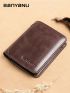 Letter Embossed Small Wallet Genuine Leather