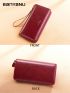 Letter Detail Long Wallet Burgundy Genuine Leather For Daily