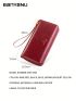 Letter Detail Long Wallet Burgundy Genuine Leather For Daily