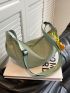 Green Minimalist Hobo Bag Adjustable Strap Casual