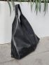 Stitch Detail Hobo Bag Black Large Capacity For Work