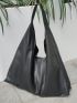 Stitch Detail Hobo Bag Black Large Capacity For Work