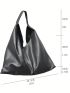 Stitch Detail Hobo Bag Black Large Capacity For Work