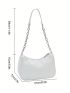 Litchi Embossed Hobo Bag Chain Strap White Fashionable