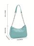 Litchi Embossed Hobo Bag Chain Strap Mint Green Fashionable