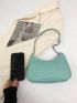 Litchi Embossed Hobo Bag Chain Strap Mint Green Fashionable