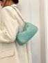 Litchi Embossed Hobo Bag Chain Strap Mint Green Fashionable