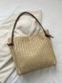 Women's Simple Casual Straw Bucket Shoulder Bag