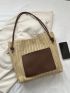 Women's Simple Casual Straw Bucket Shoulder Bag