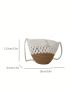 Mini Two Tone Faux Pearl Decor Crochet Bag Fashionable Bucket Bag