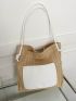 Women's Simple Casual Straw Bucket Shoulder Bag