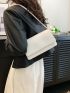 Rhombus Pattern Square Bag White Elegant Flap Shoulder Bag