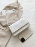 Rhombus Pattern Square Bag White Elegant Flap Shoulder Bag