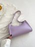 Small Baguette Bag Purple Minimalist With Zipper