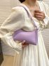 Small Baguette Bag Purple Minimalist With Zipper