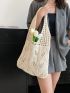 Hollow Out Crochet Bag White Double Handle For Vacation