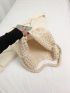 Hollow Out Crochet Bag White Double Handle For Vacation