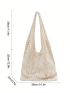 Hollow Out Crochet Bag White Double Handle For Vacation