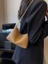 Litchi Embossed Hobo Bag Khaki Fashionable Chain Strap