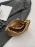 Litchi Embossed Hobo Bag Khaki Fashionable Chain Strap