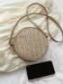 Mini Minimalist Straw Bag Beige Circle Bag For Vacation