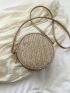 Mini Minimalist Straw Bag Beige Circle Bag For Vacation