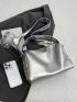 Metallic Hobo Bag Silver Funky With Zipper
