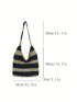 Two Tone Straw Bag Colorblock Fashionable For Vacation