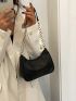 Litchi Embossed Chain Hobo Bag White Fashionable