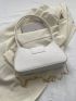 White Hobo Bag Metal Decor Fashionable