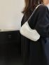 Litchi Embossed Chain Hobo Bag White Fashionable