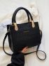 Mini Crocodile Embossed Letter Graphic Square Bag Black Elegant