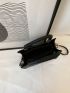 Mini Crocodile Embossed Letter Graphic Square Bag Black Elegant