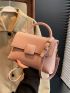 Litchi Embossed Square Bag Pink Fashionable Flap Top Handle