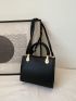 Mini Crocodile Embossed Letter Graphic Square Bag Black Elegant