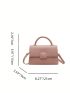 Litchi Embossed Square Bag Pink Fashionable Flap Top Handle