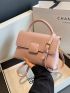 Litchi Embossed Square Bag Pink Fashionable Flap Top Handle