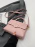 Litchi Embossed Square Bag Pink Fashionable Flap Top Handle