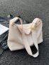 Litchi Embossed Hobo Bag Solid Color Minimalist Style